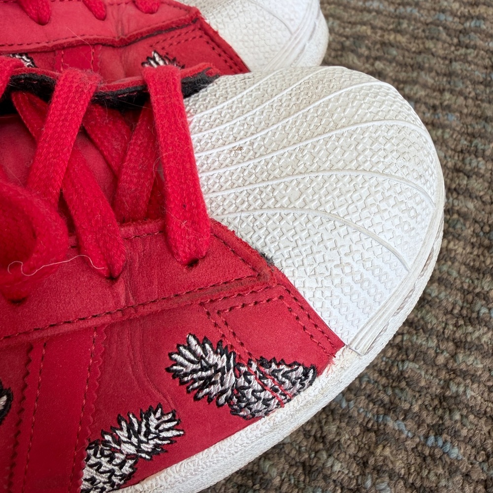 Adidas x The Farm Company Red Superstar Sneakers with Pineapple Design - Picture 9 of 10